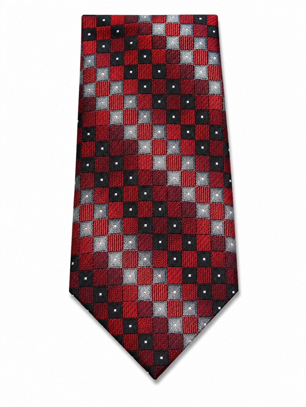 Alexander Julian Red, Black & Silver Checkerboard Silk Tie